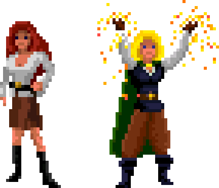 Heroine's Quest sprites - before & after