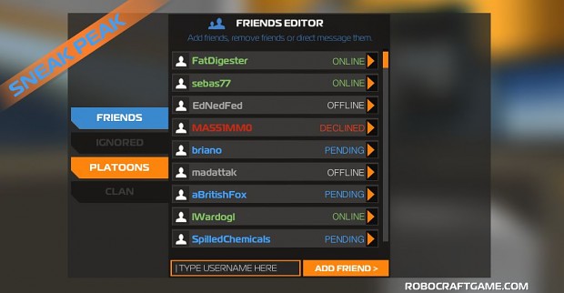 New Friends system and Chat Widget in Robocraft