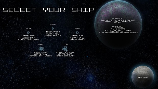 Laserstorm's Ship Selection Screen