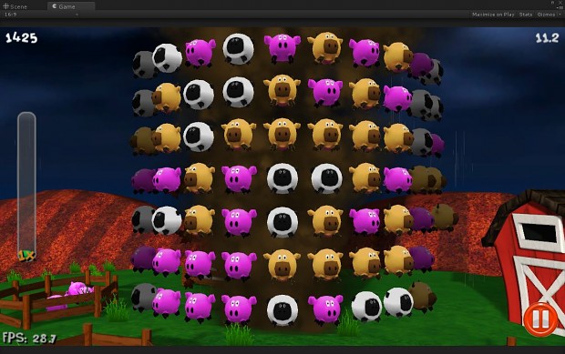 View of the gameplay board with the new cow asset