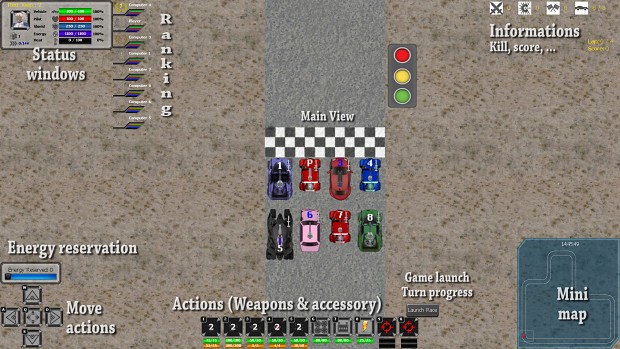 Screenshot of start of a race, v0.1.7.0