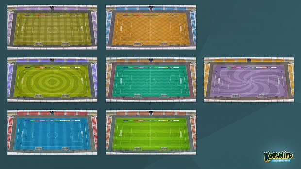 Stadiums with different grass patterns
