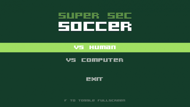 Super Sec Soccer start screen