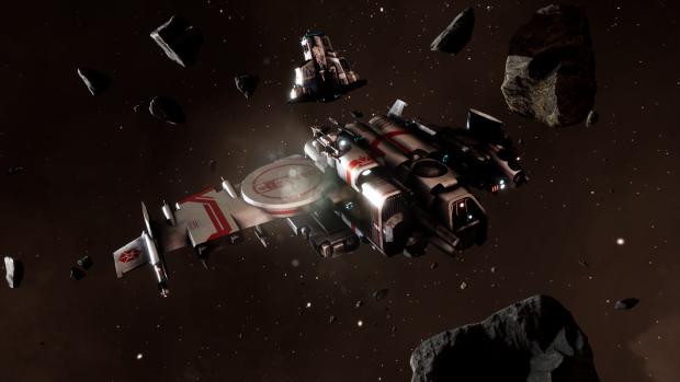 Beltor gunship in an asteroid field
