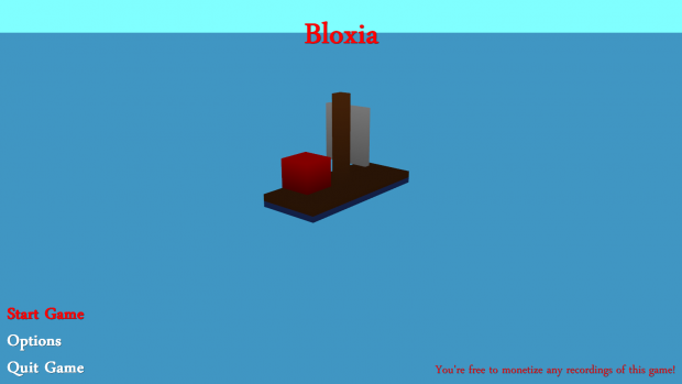 Bloxia menu