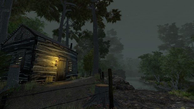View of Cabin at Night in Tombeaux