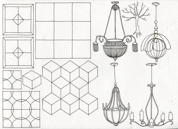 Time for some drawings from Dark Train sketchbook! How do you like chandeliers?