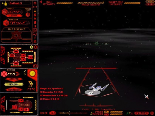 Klingon Heavy Cruiser chasing Federation Frigate