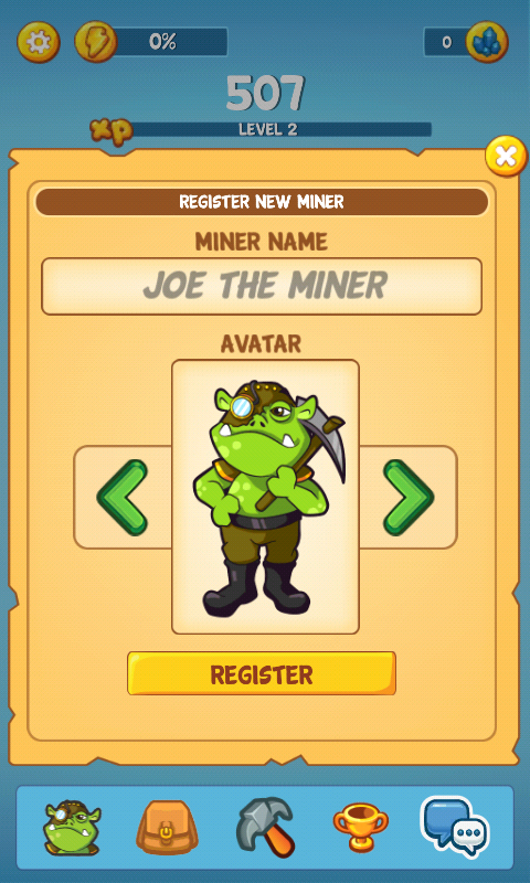 Miner creation - available character 1