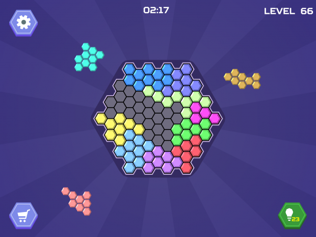 Playing Hex Blocks Puzzle in Landscape