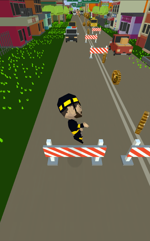 This showcases a player jumping over an obstacle.