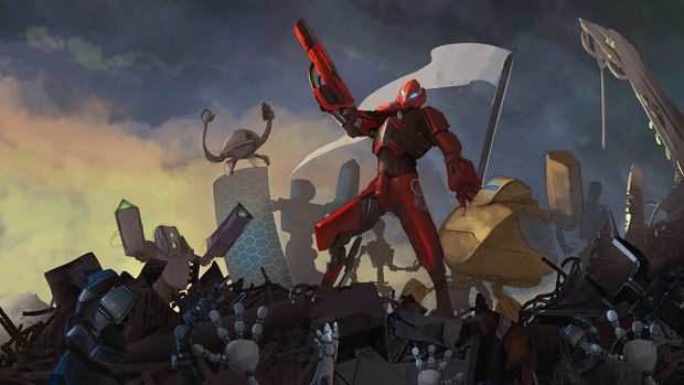 Concept art for victory scene in Robothorium (RPG / Rogue-like)