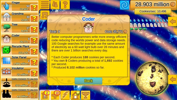 Screenshot of Cookie Clicker v.2.002