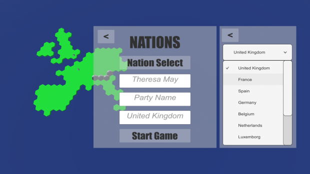 Country Customisation Screen