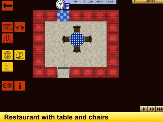 Restaurant with table and chairs