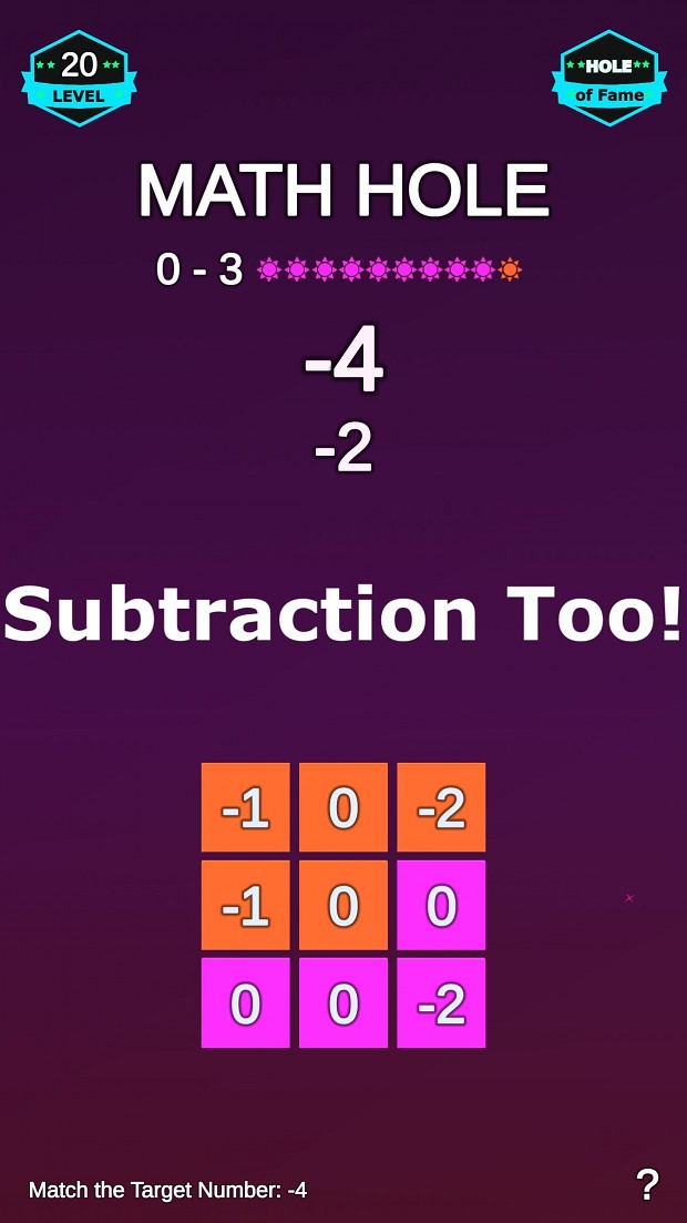 MathHole Subtraction iPhone