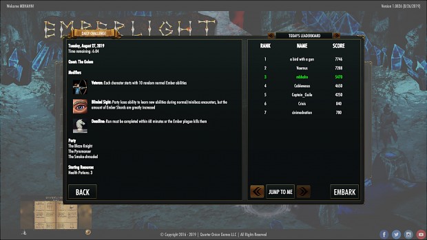 Daily Challenge Results for Emberlight