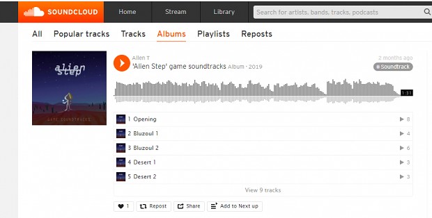 'Alien Step' game soundtracks on SoundCloud