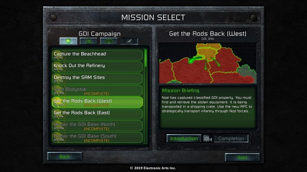 GDI Campaign Mission Select