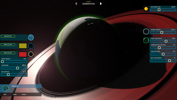 The revamped planet editor screen