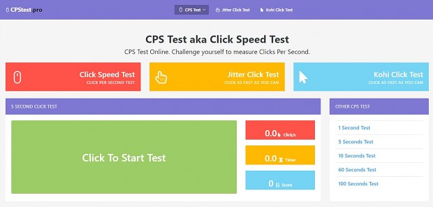 1 Second CPS Test - Take Online Click Test