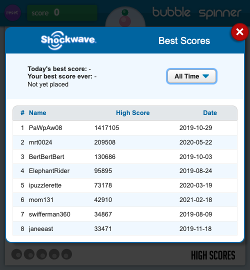 bubble spinner highscores 2