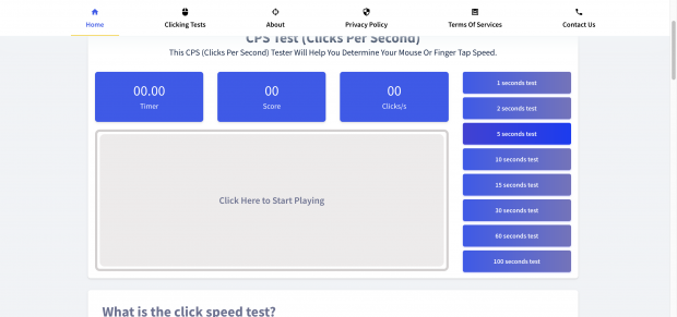 Click Speed Test 100 Seconds