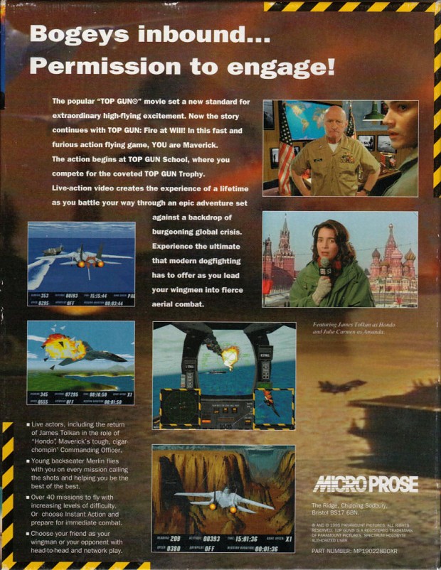 Top Gun: Fire at Will! Dos box package (back)