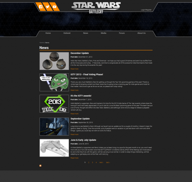 Main news page (new website progress Feb 2014)