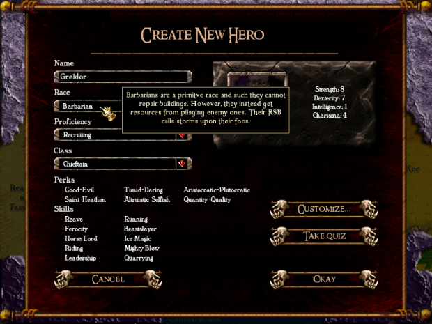 Create Hero Screen