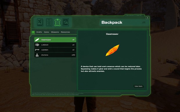Backpack UI