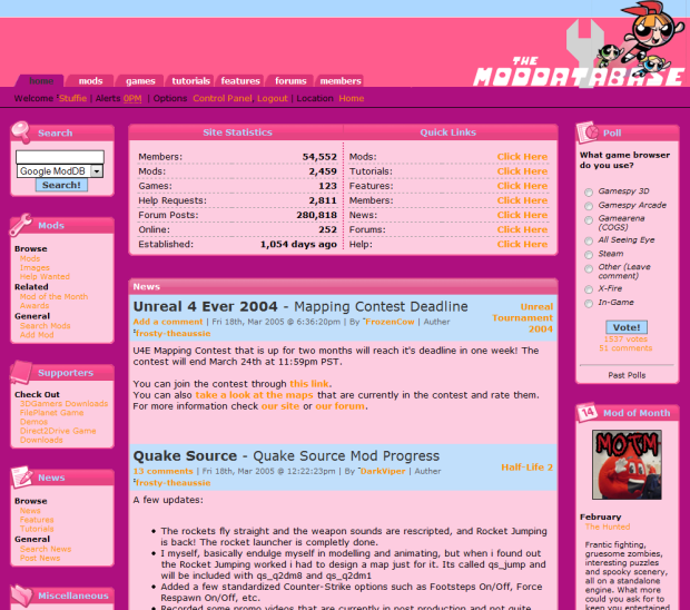 2005 April Fools - Mod DB becomes the Powerpuff Girls