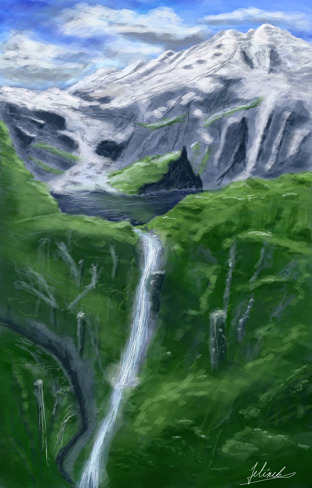Mountain waterfall.