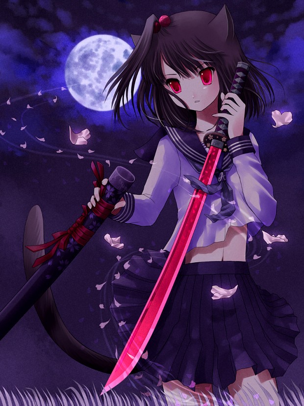Cool sword and cute catgirl