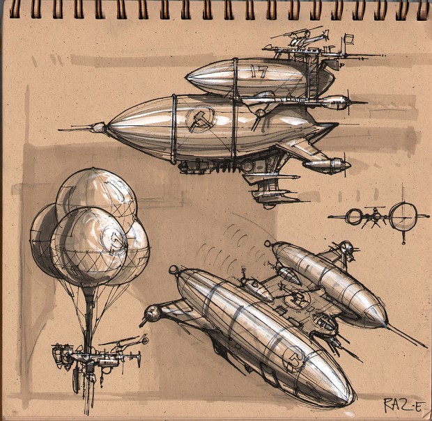 Red Alert 2 soviet airships concept art
