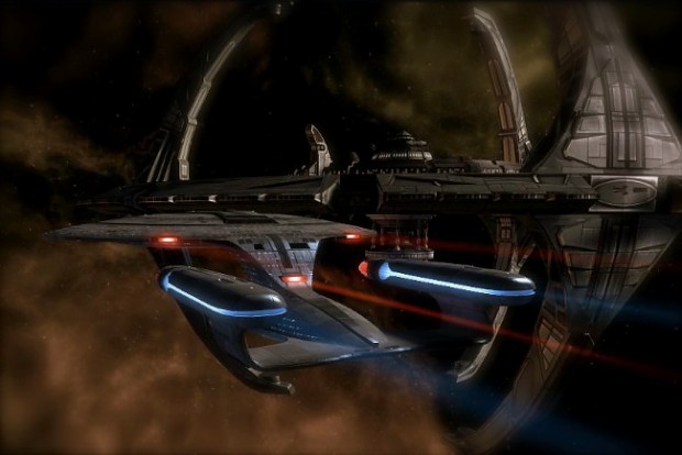 Galaxy Class fly by DS9