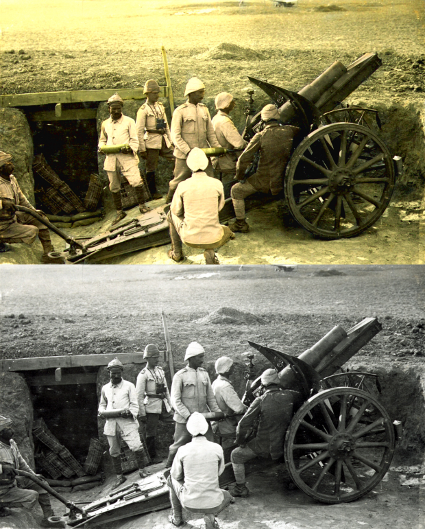 Ottoman artillerymen at Hareira in 1917.