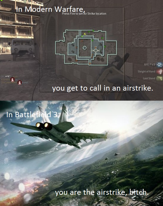 Airstrike BF3 vs MW3
