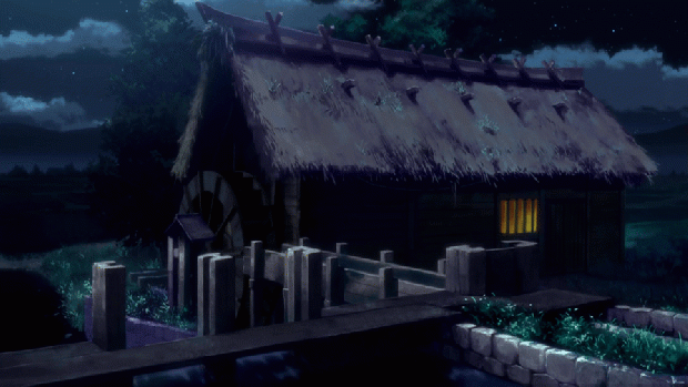 Peaceful gif ~ Night time Watermill