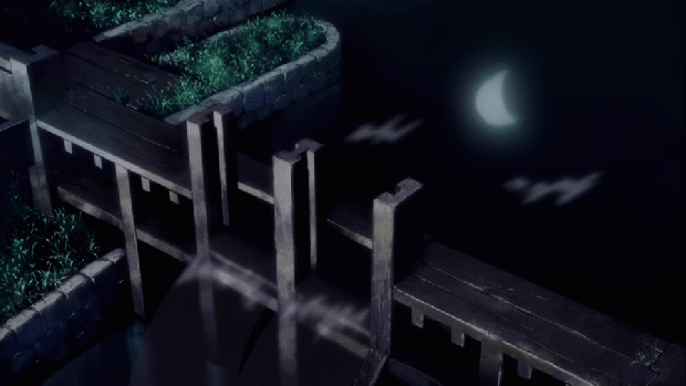 Peaceful gif ~ Night time Watermill