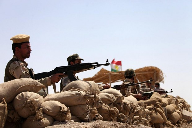 Kurdish Peshmerga soldiers near the town of Makhmur