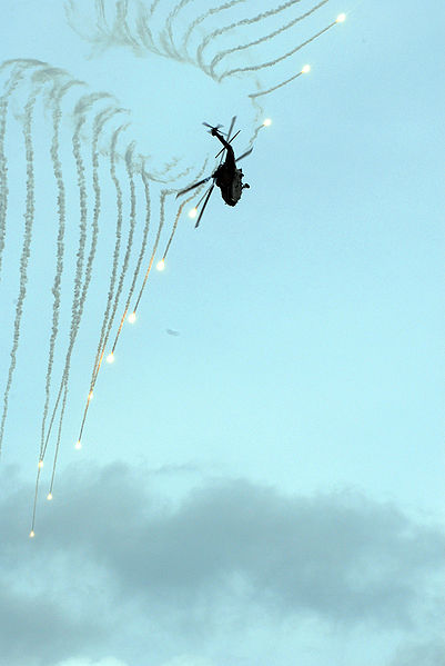 Black-Hawk Releasing flares.