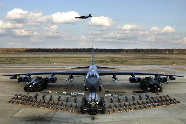 B-52 with all loaded bombs