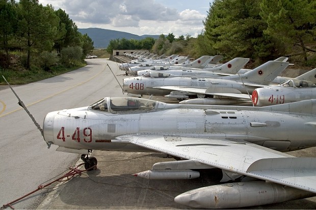 Albanian Shenyang F6s and Mig 19s in the background