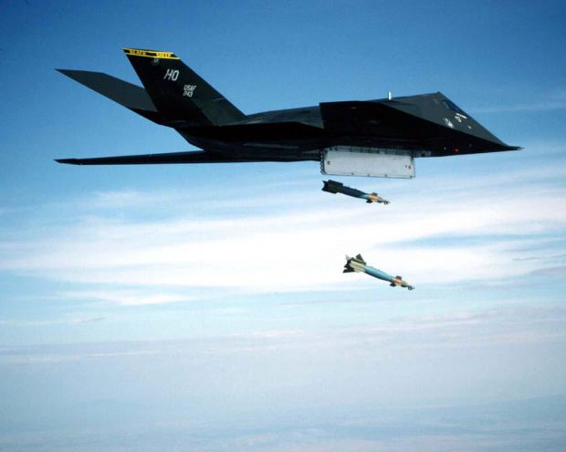 F-117 Nighthawk Stealth Fighter Dropping Payload