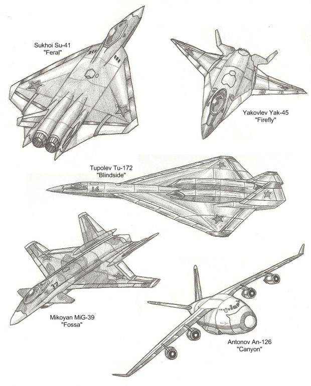 Futuristic Russian aircraft (sketches)