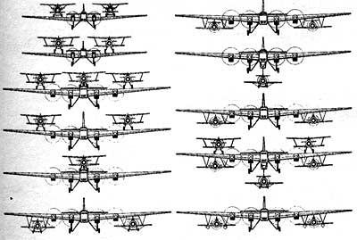 Sketches of carrier with 5 fighters