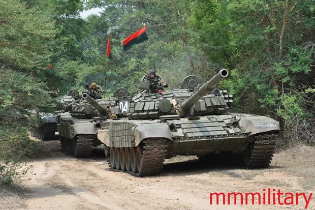 Myanmar Army T-72S tanks.