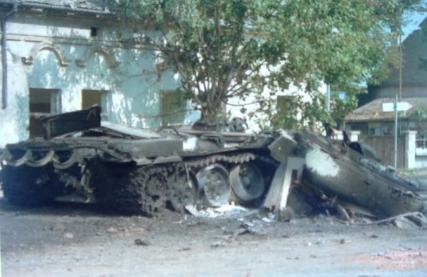 Battle of Vukovar - destroyed tanks and APCs