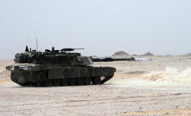 Random photo of M1A2 Abrams firing its main gun